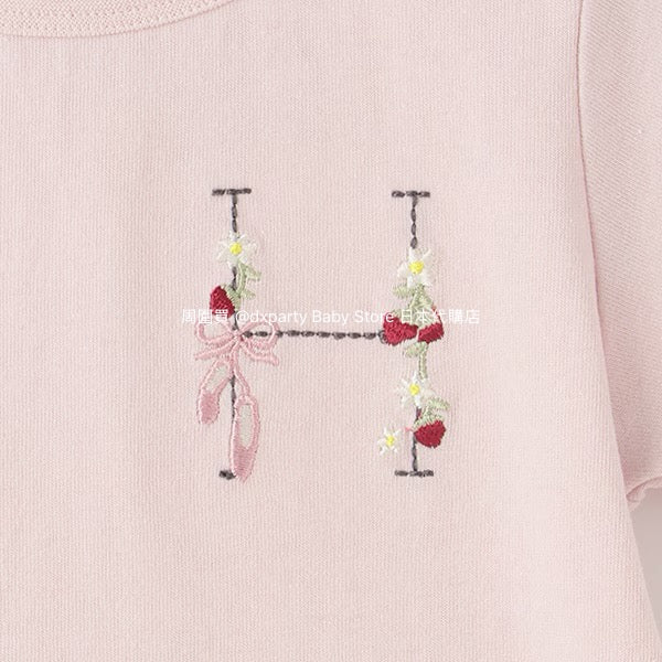 Japanese children's clothing pe#main embroidered English lettering top 80-130cm girls summer TOPS 
