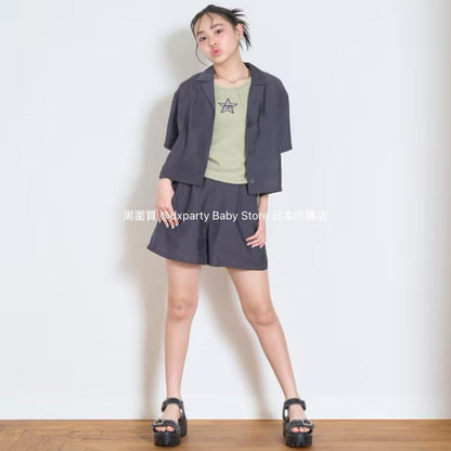 Lovetoxic Japanese Children's Clothing Two-Piece Shirt Set (140-160cm) Girls Summer TOPS PANTS 
