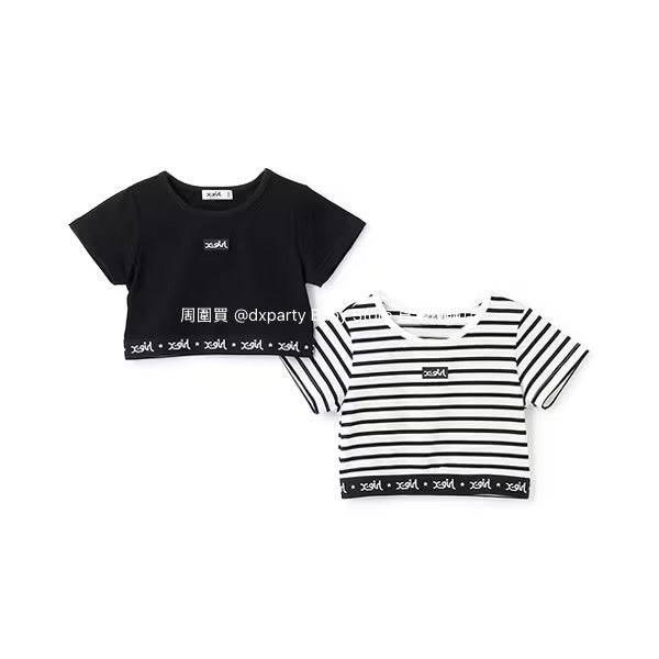 日本童裝 X-girl Stages 間條短款上衣 90-140cm 女童款 夏季 TOPS