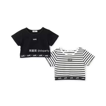日本童裝 X-girl Stages 間條短款上衣 90-140cm 女童款 夏季 TOPS