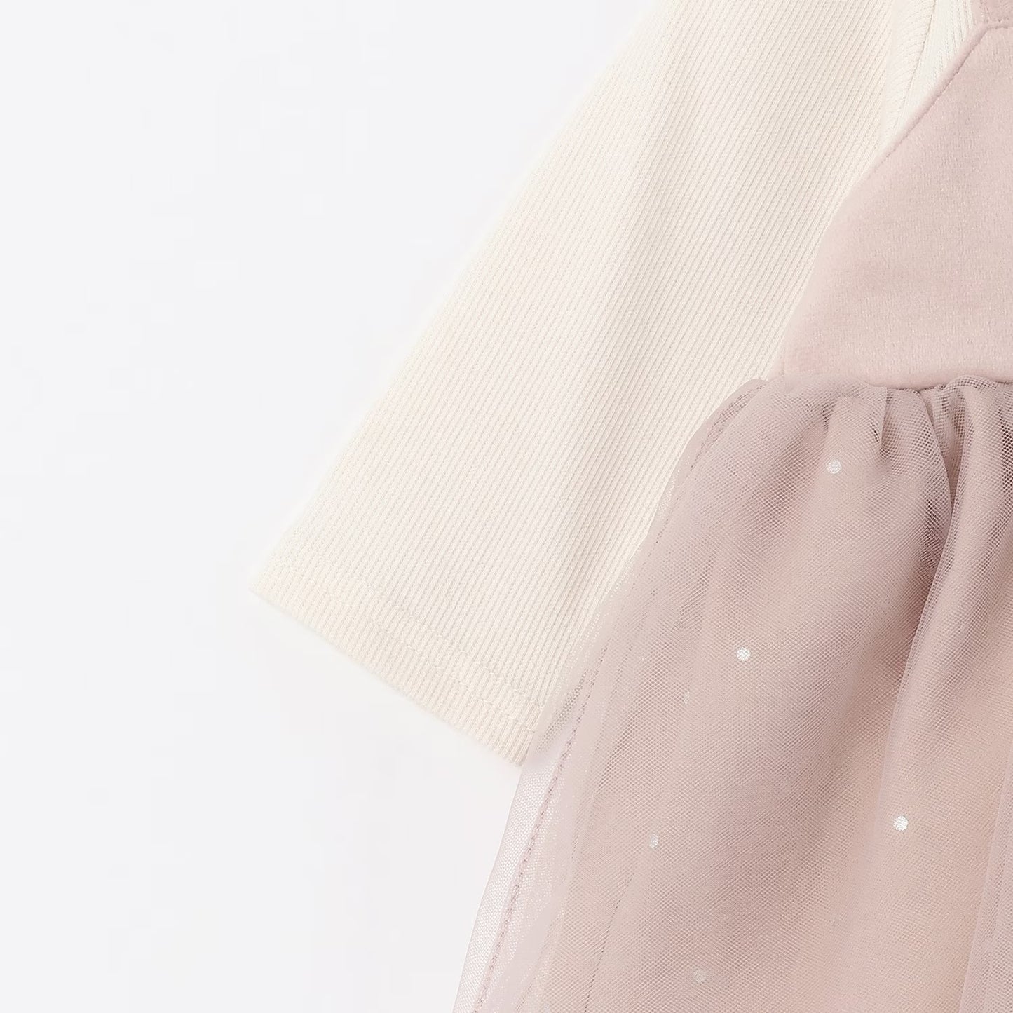 日本童裝 pe#main 假兩件網紗連衣 70-80cm 初生嬰兒 女童款 冬季 Jumpsuit