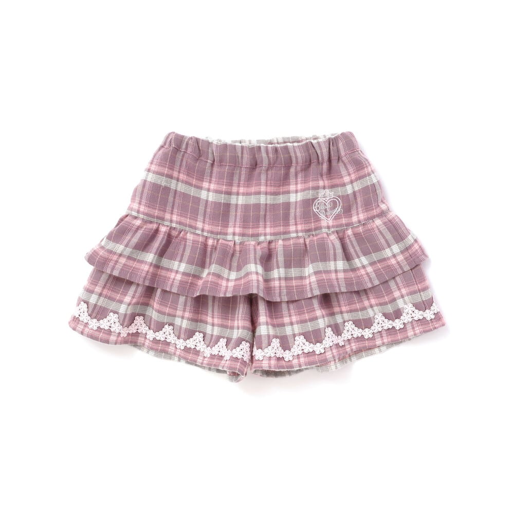 日本童裝  SLAP SLIP 【スラプリ】荷葉邊格紋裙褲 90-130cm 女童款 冬季 PANTS