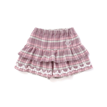 日本童裝  SLAP SLIP 【スラプリ】荷葉邊格紋裙褲 90-130cm 女童款 冬季 PANTS