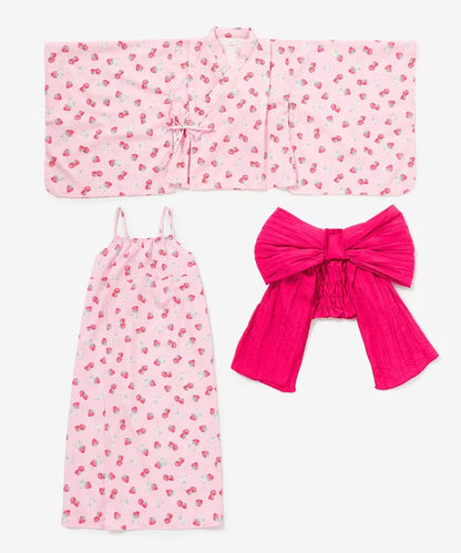 日本童裝 aF#a325 2Way 日本浴衣3件套裝 日本和服 110-140cm 女童款 夏季 OUTERWEAR DRESSES 日本夏祭慶典特輯