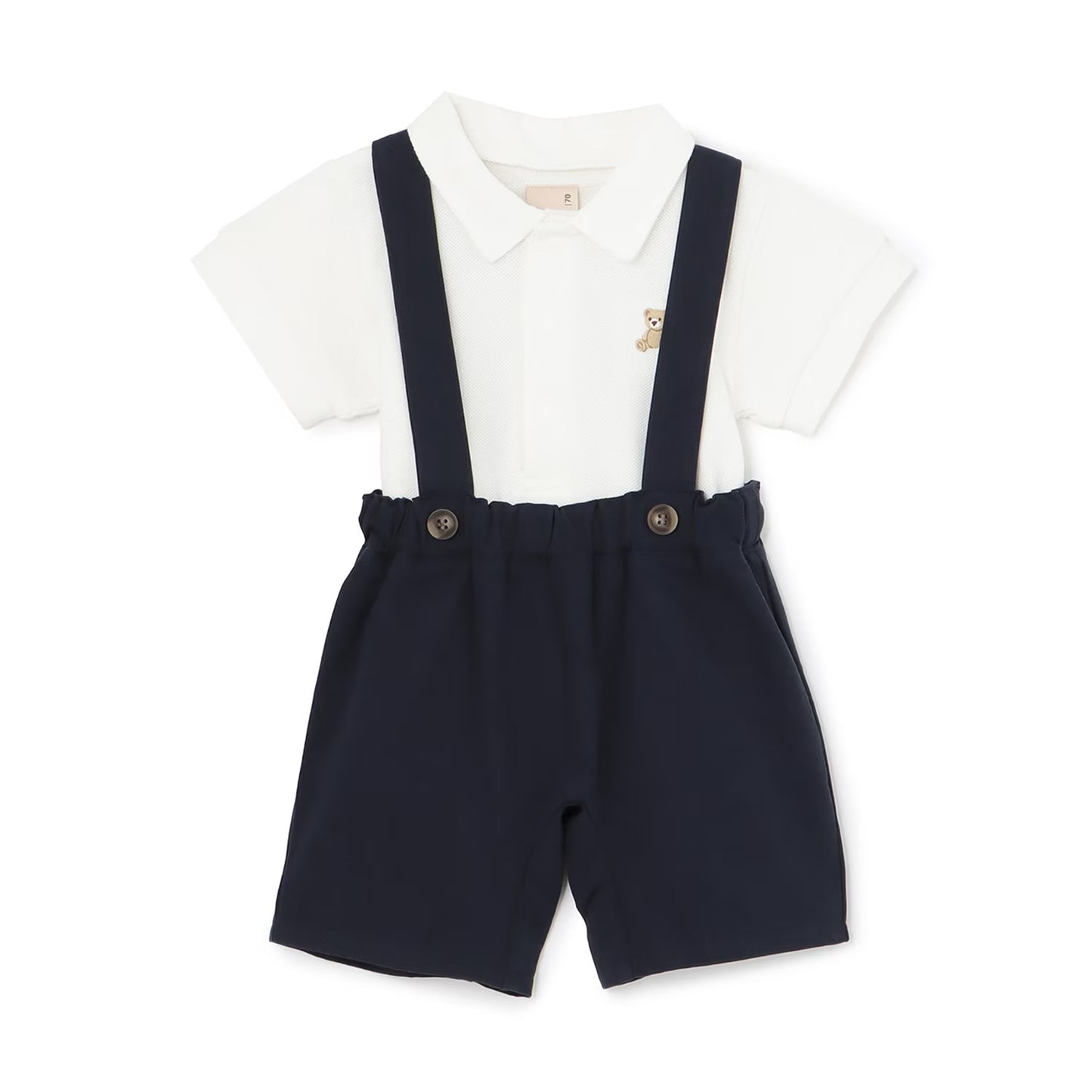 日本童裝 pe#main polo連衣及吊帶褲套裝 70-80cm 男童款 初生嬰兒 夏季 Jumpsuit PANTS