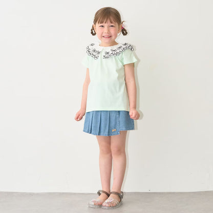 日本童裝 Ly# mine 2Way 前後兩著 接觸冷感 防UV 不易變形 蕾絲領上衣 100-150cm 女童款 夏季 TOPS