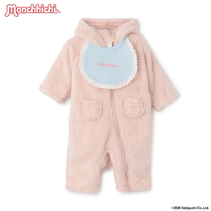 日本童裝 pe#main x Monchhichi 毛毛連衣及口水巾 70-80cm 男童款/女童款 初生嬰兒 秋季 Jumpsuit