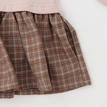 日本童裝 pe#main x【POLO BCS】假兩件拼接連身裙 80-130cm 女童款 秋季 DRESSES