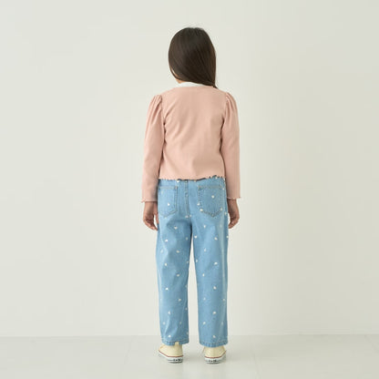 日本童裝 Ly# mine 愛心刺繡印花牛仔褲 100-140cm 女童款 夏季 PANTS