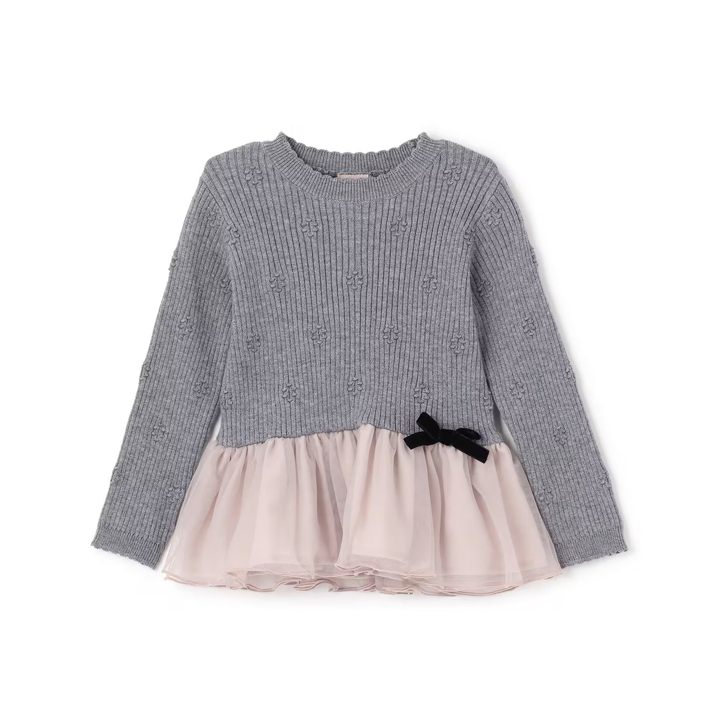 日本童裝 pe#main 針織薄紗收腰上衣 80-130cm 女童款 冬季 TOPS