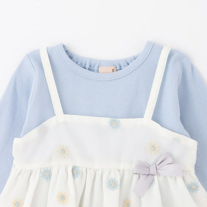 日本童裝 pe#main 刺繡花吊帶及上衣套裝 80-130cm 女童款 夏季 TOPS
