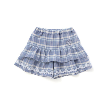日本童裝  SLAP SLIP 【スラプリ】荷葉邊格紋裙褲 90-130cm 女童款 冬季 PANTS