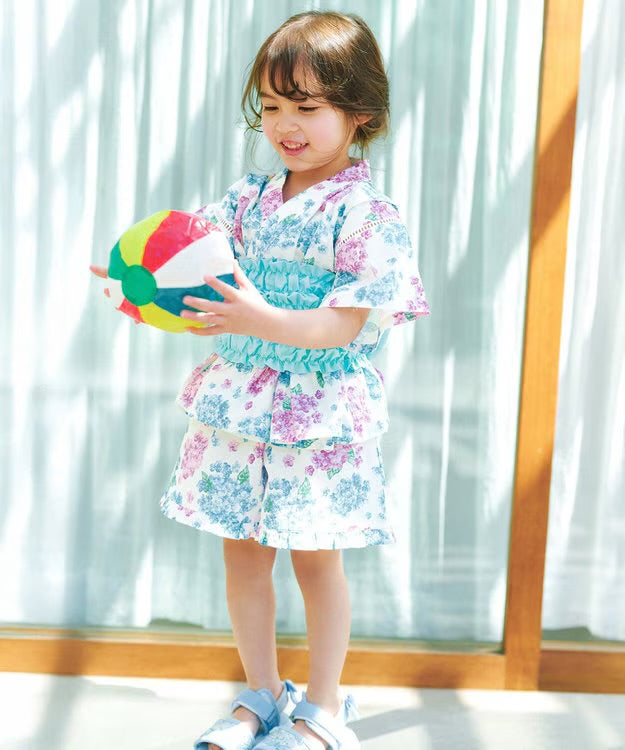 日本童裝 aF#a325 日本甚平 日本和服 90-130cm 女童款 夏季 TOPS PANTS 日本夏祭慶典特輯