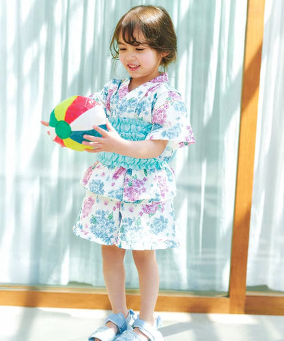 日本童裝 aF#a325 日本甚平 日本和服 90-130cm 女童款 夏季 TOPS PANTS 日本夏祭慶典特輯