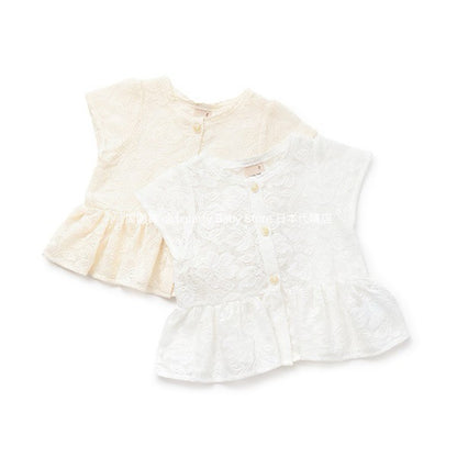 Japanese children's clothing pe#main lace skirt shirt 80-130cm girls summer TOPS 