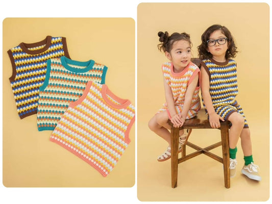 Japanese children's clothing BREEZE knitted vest 80-130cm boys/girls summer TOPS 