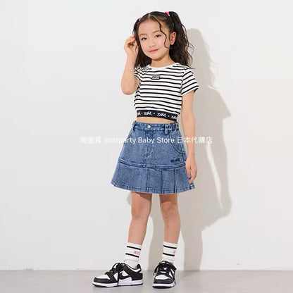 Japanese children's clothing X-girl Stages pleated skirt 90-140cm girls summer SKIRTS 