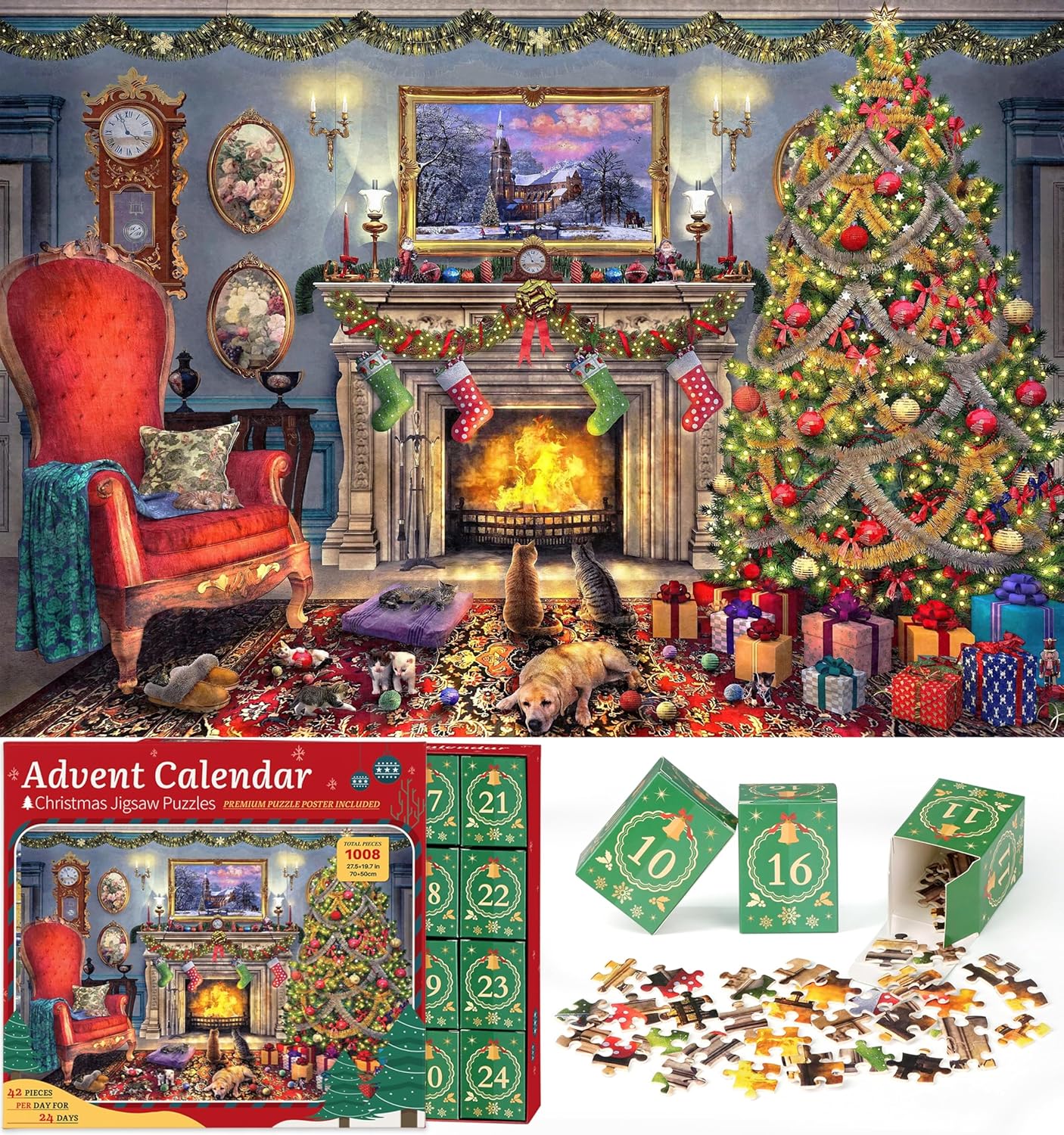 英美直送 Jigsaw Puzzles Festive Fireplace 聖誕倒數日曆 大人款/兒童款 聖誕快樂特輯 聖誕倒數日曆A 不參與$900免運 滿$900可加$25免運 Christmas Advent Calendars 2025