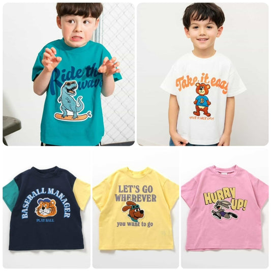 Japanese children's clothing BREEZE fur pattern top 80-140cm boys/girls summer TOPS 