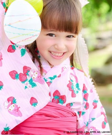 Japanese children's clothing aF#a325 x Sanrio 2Way Yukata Japanese Kimono 110-150cm Girls Summer Outerwear Skirts Japanese Summer Festival Special 