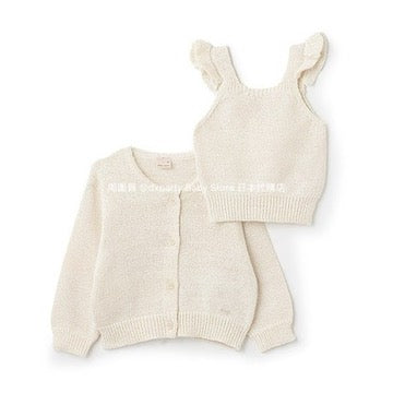 Japanese children's clothing pe#main knitted suspender jacket two-piece set 80-130cm girls summer outerwear tops 