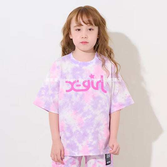 Japanese children's clothing X-girl Stages tie-dye print top 80-140cm girls summer TOPS 