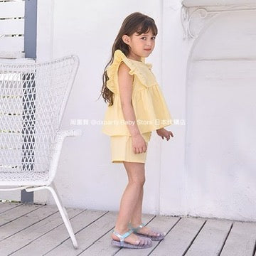 Japanese children's clothing Ly# mine ruffle sleeve top 100-150cm girls summer TOPS 