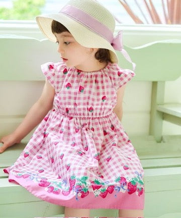 Japanese children's clothing aF#a325 small flying sleeve dress 90-160cm girls summer dresses 