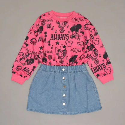 日本童裝 BDL x Disney 衛衣拼接連身裙 90-140cm 女童款 冬季 DRESSES