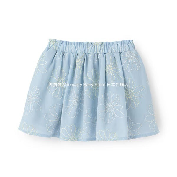 Japanese children's clothing pe#main flower embroidered skirt 80-130cm girls summer SKIRTS 