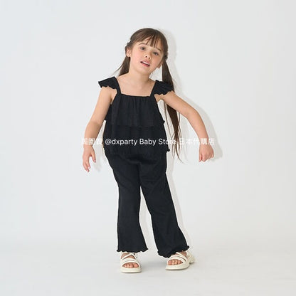 Japanese children's clothing Ly# mine suspenders and loose pants set 100-150cm girls summer TOPS PANTS 