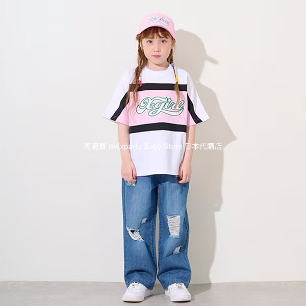 日本童裝 X-girl Stages 破洞牛仔褲 110-140cm 女童款 夏季 PANTS