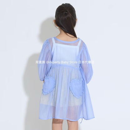 Japanese children's clothing Ly# mine 2Way two-piece sheer jacket 100-150cm girls summer outerwear 
