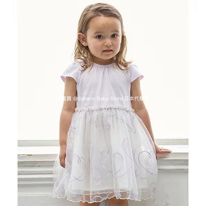 Japanese children's clothing pe#main embroidered tulle dress 80-130cm girls summer dresses for interviews/banquets/performances 