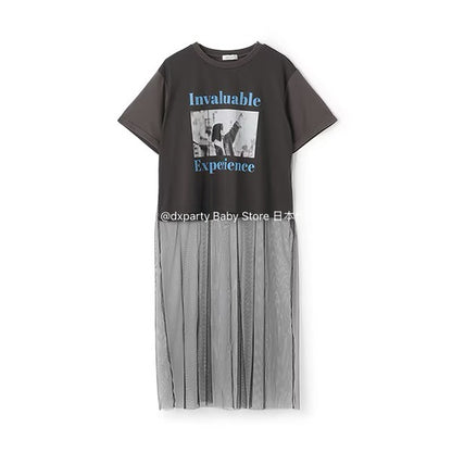 Lovetoxic Japanese children's clothing contact cool chiffon stitching long top 140-160cm girls summer TOPS 