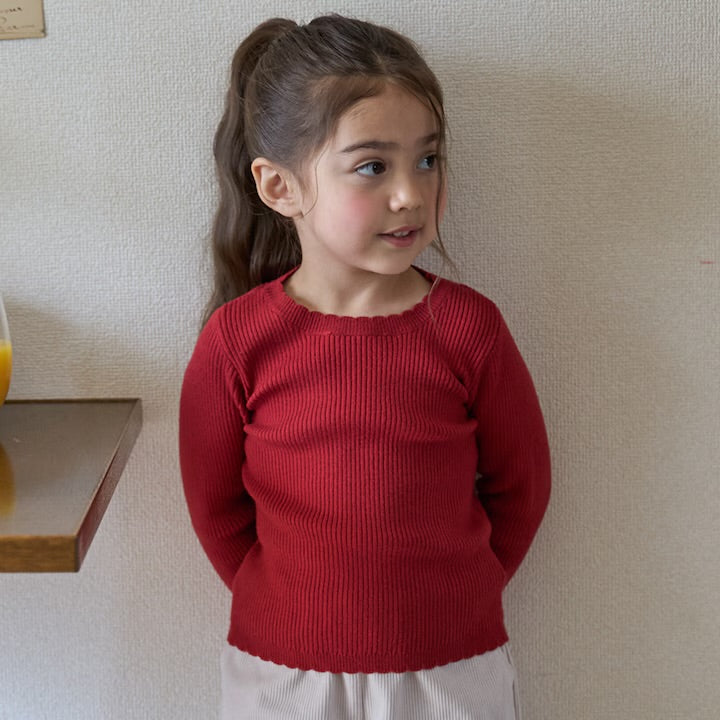 日本童裝 pe#main 羅紋針織上衣 80-130cm 女童款 冬季 TOPS 聖誕紅/新年紅