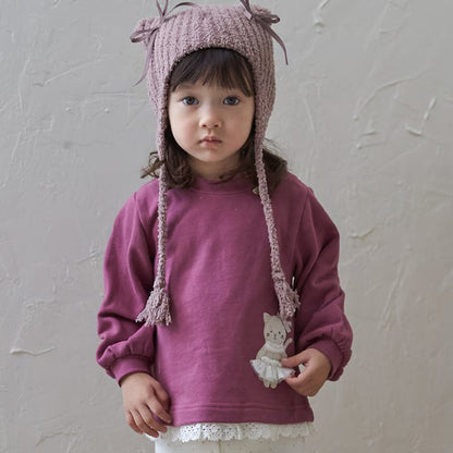 日本童裝 pe#main 動物圖案蕾絲衛衣 80-130cm 女童款 冬季 TOPS