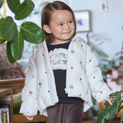 日本童裝 pe#main 刺繡圖案夾棉外套 80-130cm 女童款 冬季 (適合香港平均溫度、寒冷天氣）OUTERWEAR 