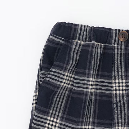 日本童裝 pe#main 薄抓毛格紋彈性長褲 80-130cm 男童款 冬季 PANTS