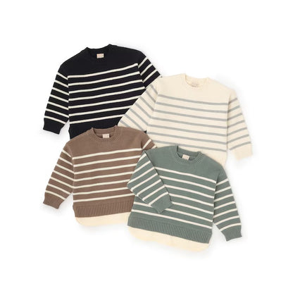 日本童裝 pe#main 假兩件條紋針織毛衣 80-130cm 男童款/女童款 冬季 TOPS