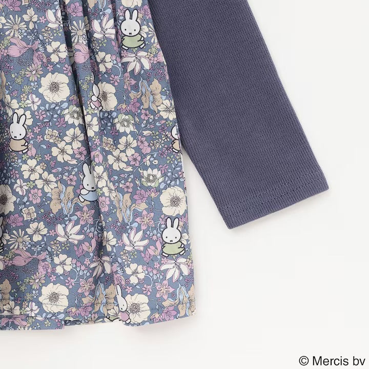 日本童裝 pe#main x miffy 碎花拼接上衣 80-130cm 女童款 冬季 TOPS