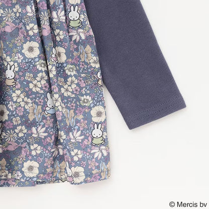 日本童裝 pe#main x miffy 碎花拼接上衣 80-130cm 女童款 冬季 TOPS