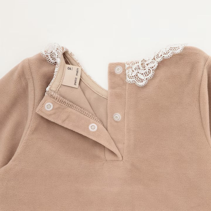 日本童裝 pe#main 天鵝絨蕾絲連身裙 80-130cm 女童款 冬季 DRESSES 面試/宴會/表演