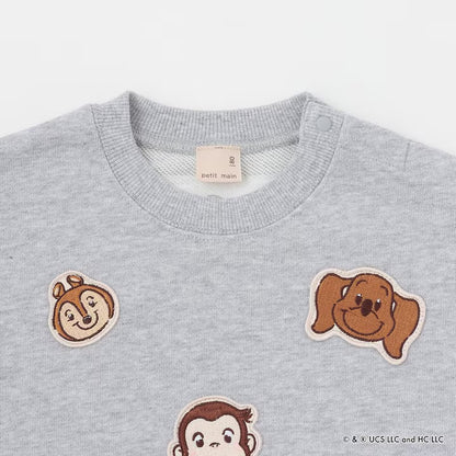 日本童裝 pe#main x Curious George 補丁衛衣 80-130cm 男童款/女童款 冬季 TOPS