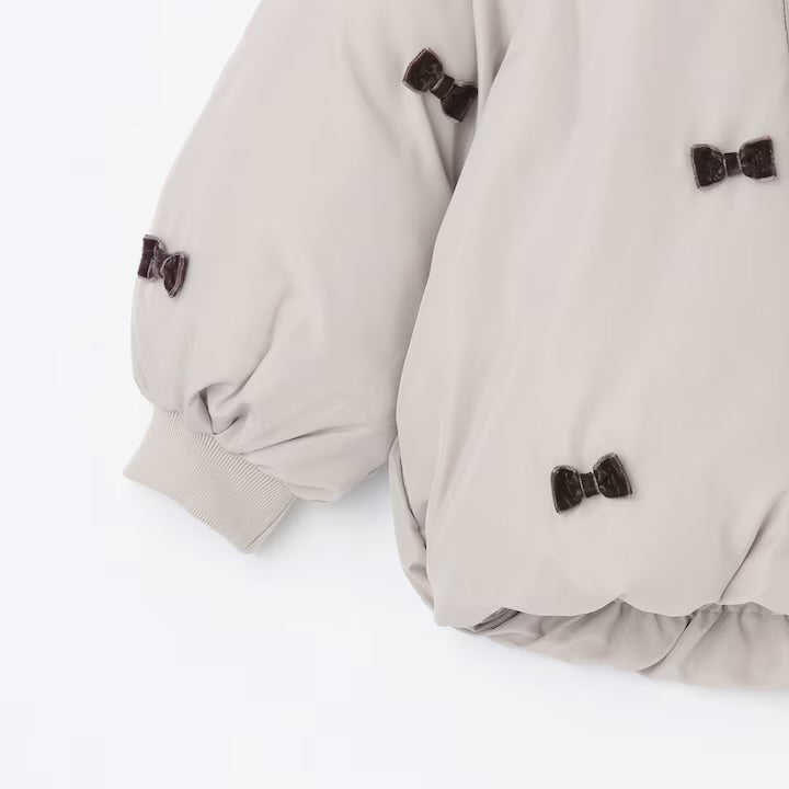日本童裝 pe#main 蝴蝶結緞帶夾棉外套 80-130cm 女童款 冬季 (適合寒冷天氣、溫度低天氣）OUTERWEAR 
