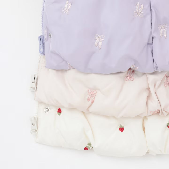 日本童裝 pe#main 刺繡圖案夾棉外套 80-130cm 女童款 冬季 (適合香港平均溫度、寒冷天氣）OUTERWEAR 