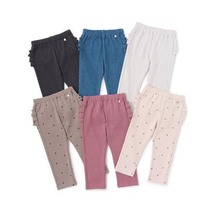 日本童裝 pe#main 抓毛荷葉邊緊身褲 80-120cm 女童款 冬季 PANTS