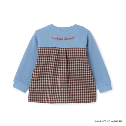 日本童裝 pe#main x Curious George 拼接衛衣 80-130cm 男童款 冬季 TOPS 聖誕紅/新年紅