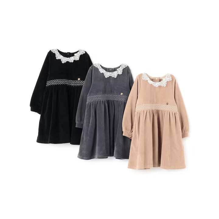 日本童裝 pe#main 天鵝絨蕾絲連身裙 80-130cm 女童款 冬季 DRESSES 面試/宴會/表演