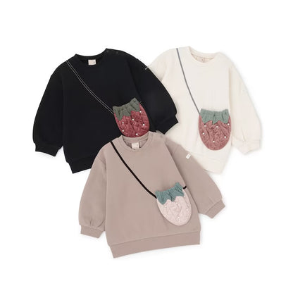 日本童裝 pe#main 抓毛士多啤梨手袋衛衣 80-130cm 女童款 冬季 TOPS